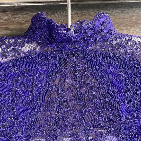 Betsy & Adam Purple Lace Pencil Style Cocktail Dress, Size 9-10, Vintage 80’s - Picture 5 of 10